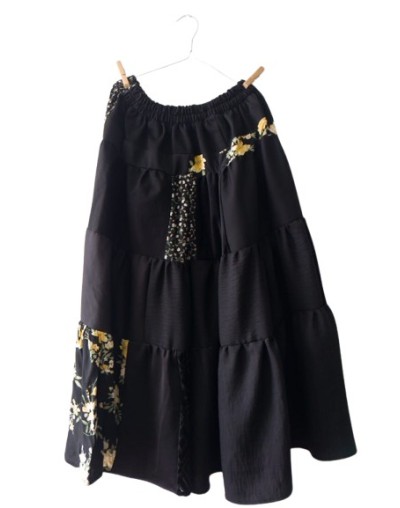 FALDA PATCHWORK - CHEESCAKE TEXIL - CARBON ACTIVADO Y FLORES COMESTIBLES