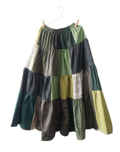Falda patchwork tonos verdes 