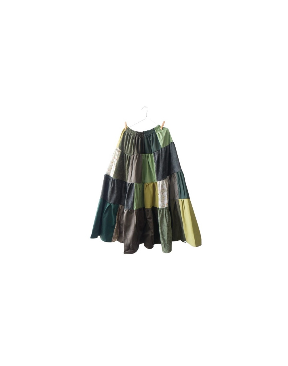 Falda patchwork tonos verdes 