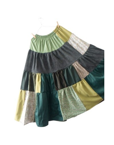 Falda patchwork tonos verdes 