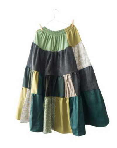 Falda patchwork tonos verdes 