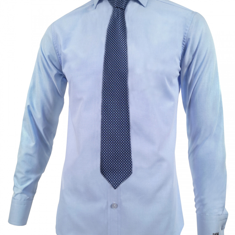 Camisa formal azul slim con iniciales bordadas en puño