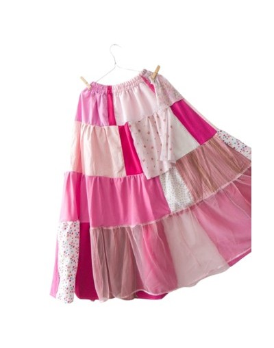 Falda patchwork tonos rosas 