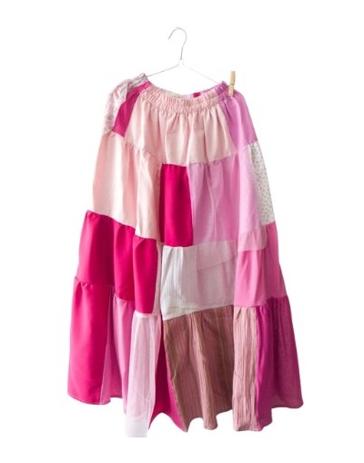 Falda patchwork tonos rosas 