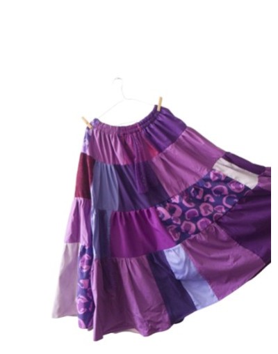 Falda patchwork tonos morados 