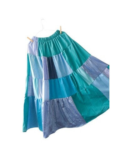 Falda patchwork tonos azules 