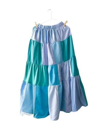 Falda patchwork tonos azules 