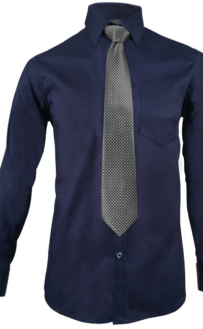 Camisa formal azul silueta slim fit en algodón con textura