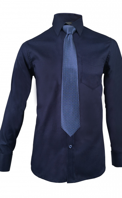 Camisa formal azul puño para mancornas slim fit