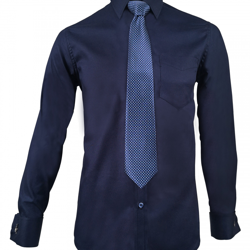 Camisa formal azul puño para mancornas slim fit