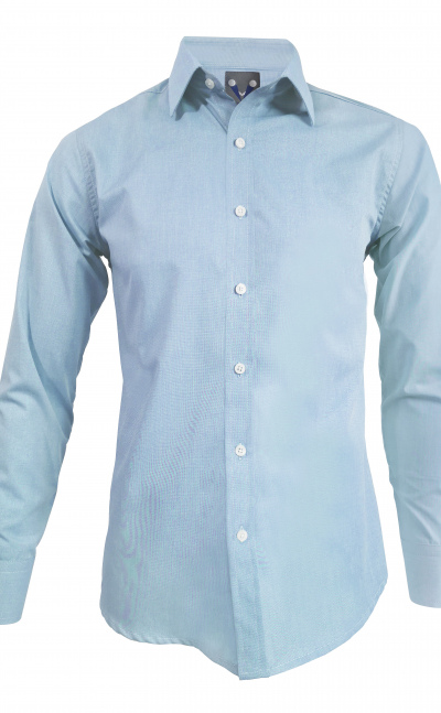 Camisa casual azul claro slim fit en algodón