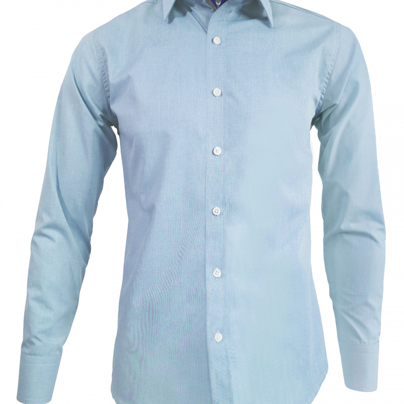 Camisa casual azul claro slim fit en algodón