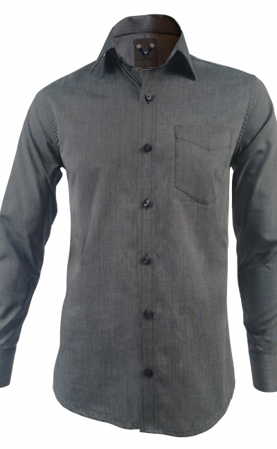 Camisa casual gris slim fit en algodón con textura