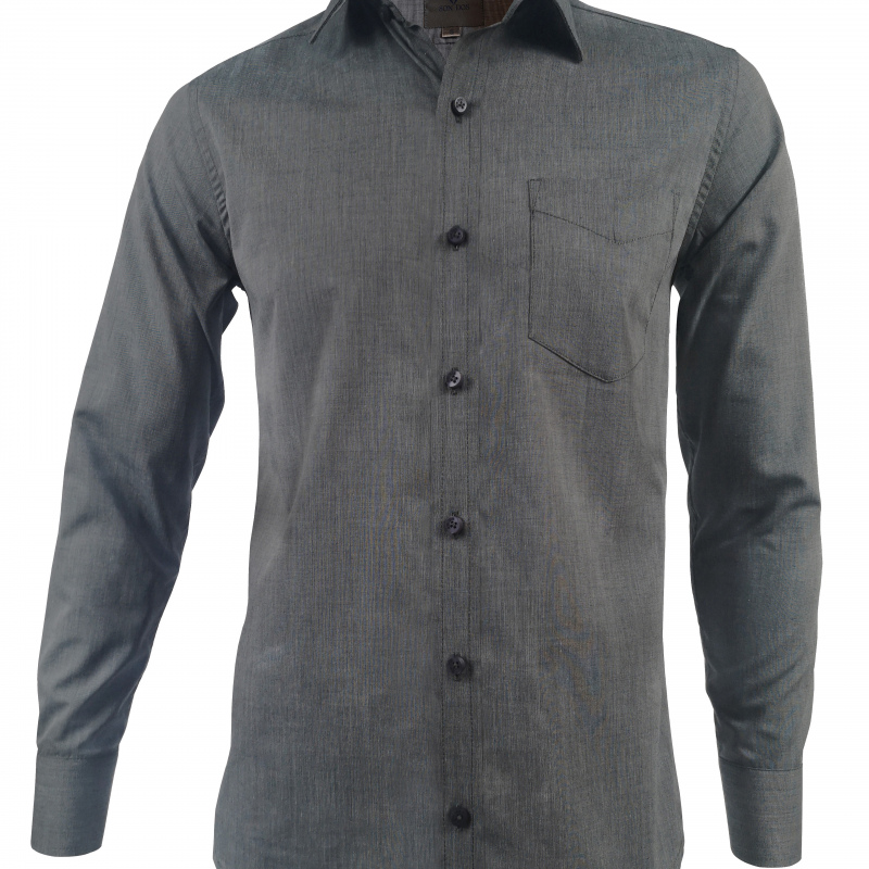 Camisa casual gris slim fit en algodón con textura
