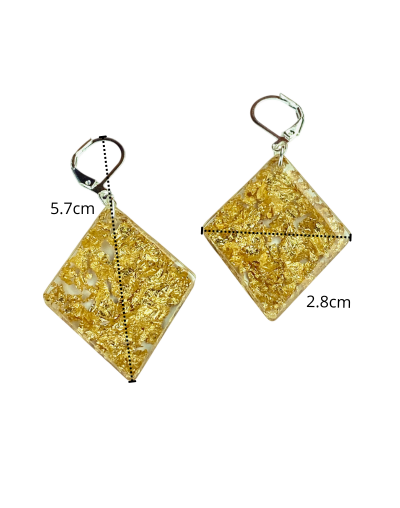 Aretes Rombos papel oro