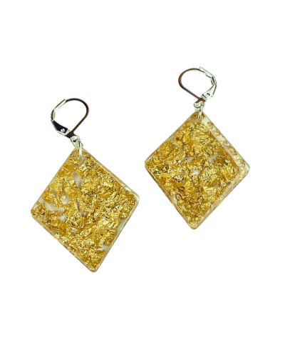 Aretes Rombos papel oro