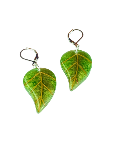 Aretes Hojas verde oro