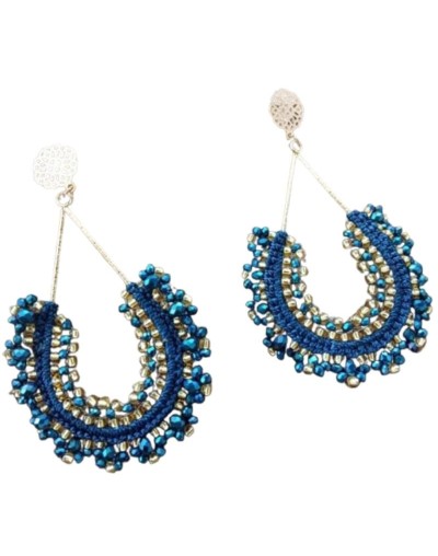 Aretes lagrima base acero mostacilla Mama Pancha Artesanías 