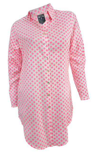 Blusa blusón camisa estampado en algodón tono fluorescente rosa
