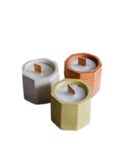 vela recipiente octagonal