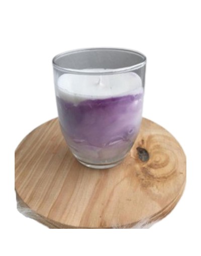 vela en envase de vidrio con efecto marmol