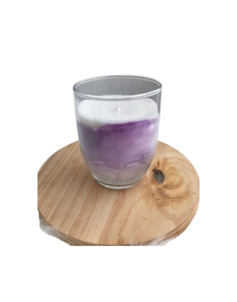 vela en envase de vidrio con efecto marmol