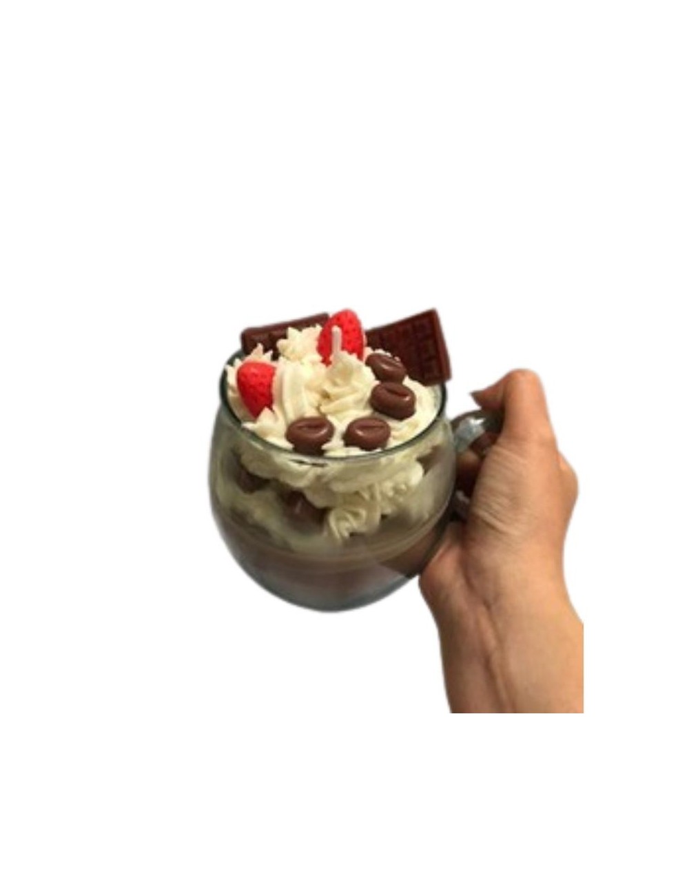 vela en envase de vidrio tipo postre