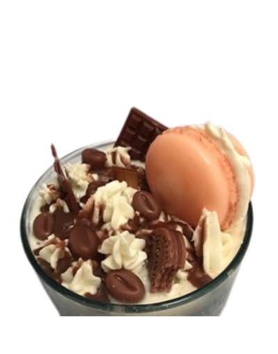 vela en envase de vidrio tipo postre