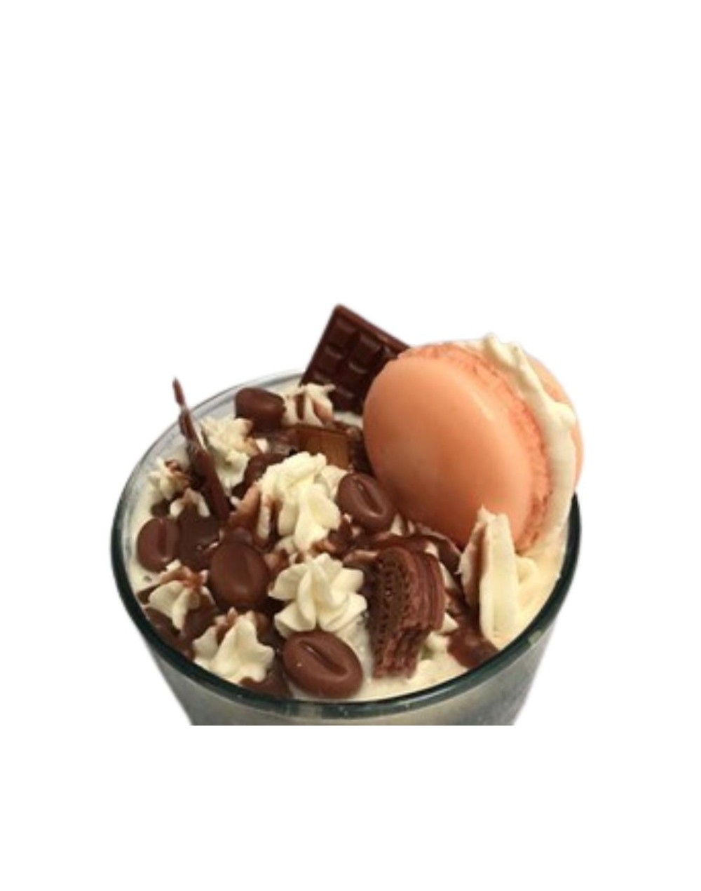 vela en envase de vidrio tipo postre