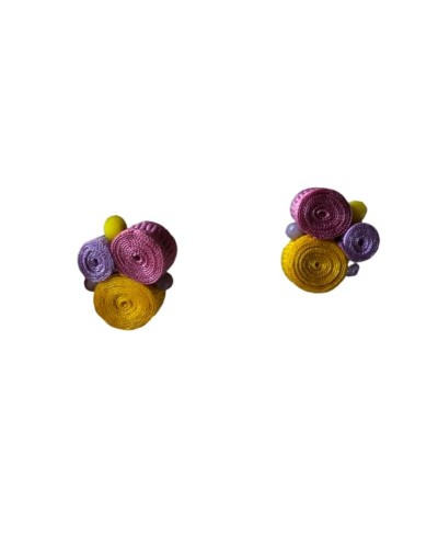 Aretes Topo Treboli Amarillo -Rosa