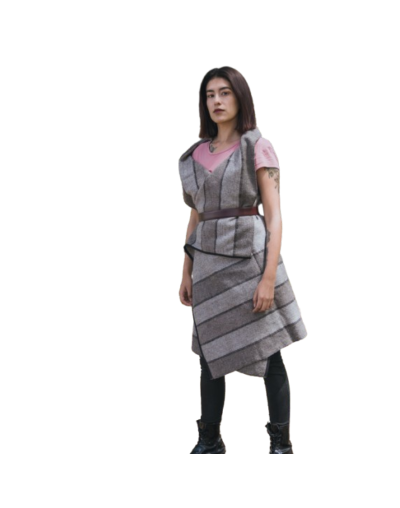 Ruana chaleco diseño franjas horizontales