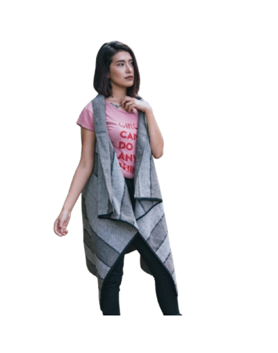 Ruana chaleco diseño franjas horizontales