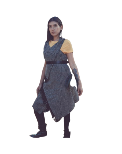 Ruana chaleco con diseño de rayas verticales