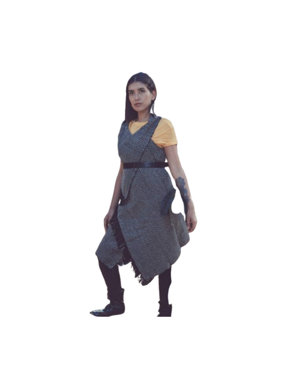 Ruana chaleco con diseño de rayas verticales