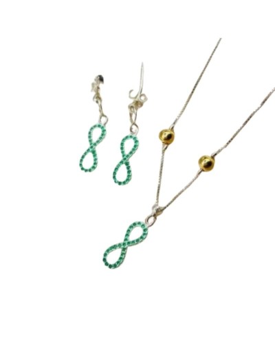 Set de cadena y aretes diseño infinito 