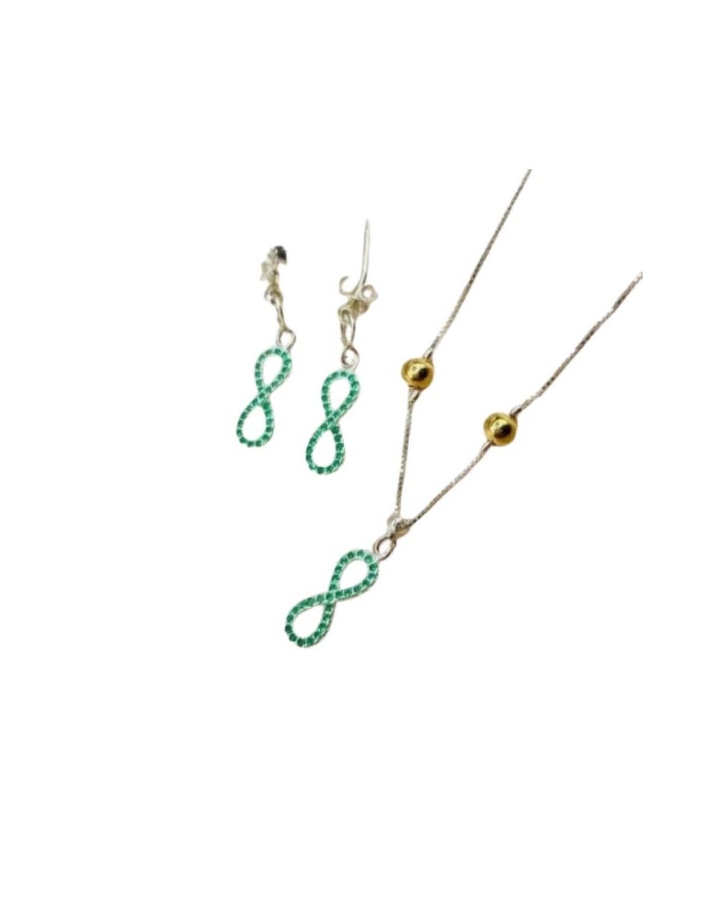 Set de cadena y aretes diseño infinito 