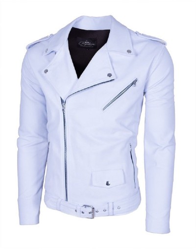 Chaqueta en cuero vacuno Bison Lchl77 Blanca LA CHAQUETERIA
