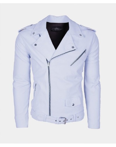 Chaqueta en cuero vacuno Bison Lchl77 Blanca LA CHAQUETERIA
