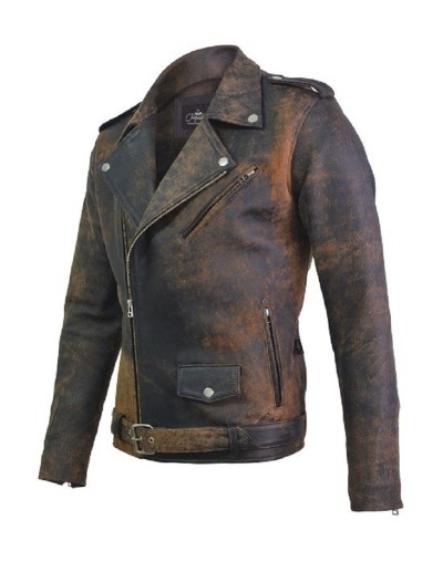 Chaqueta En Cuero Con Proceso De Envejecido Bison la chaqueteria 
