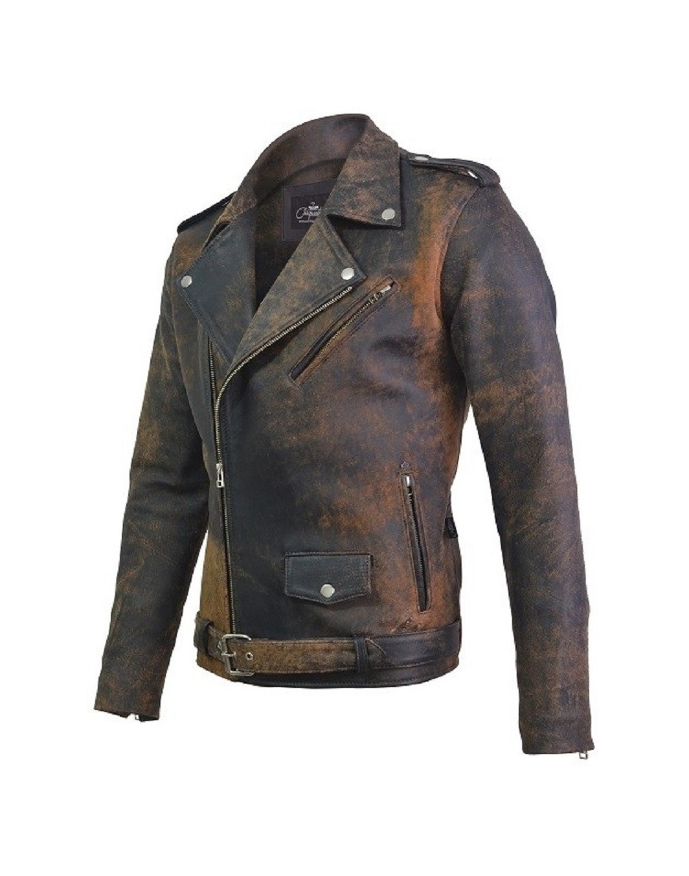 Chaqueta En Cuero Con Proceso De Envejecido Bison la chaqueteria 