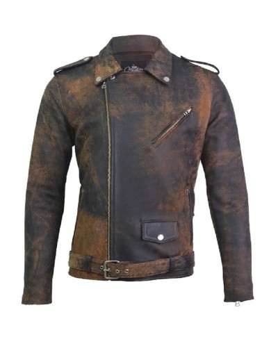 Chaqueta En Cuero Con Proceso De Envejecido Bison la chaqueteria 