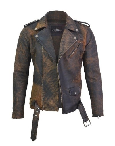 Chaqueta En Cuero Con Proceso De Envejecido Bison la chaqueteria 