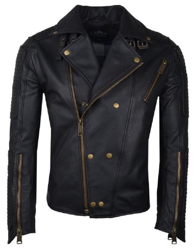 Chaqueta en cuero dragon black brush la chaqueteria