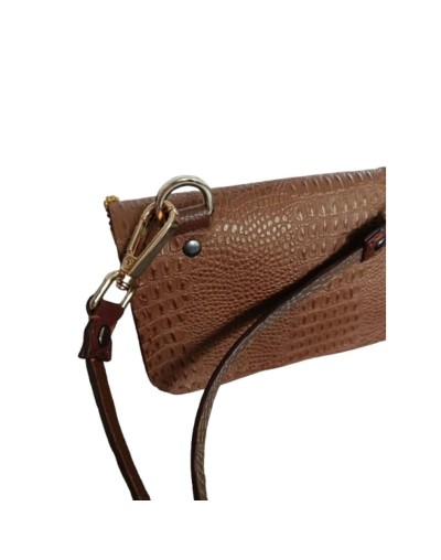 Bolso pequeño manos libres color cafe bordado