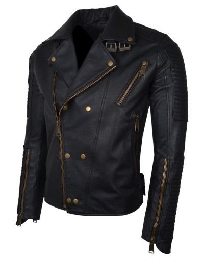 Chaqueta en cuero dragon black brush la chaqueteria