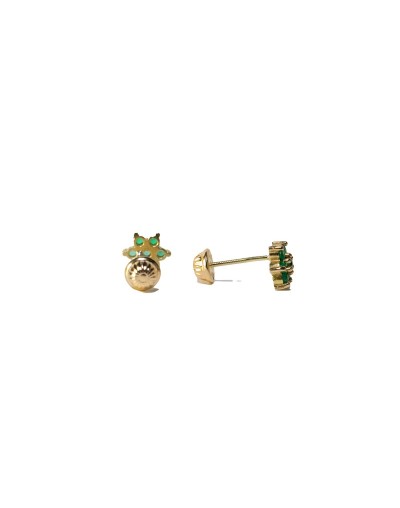 Topos Flor en Esmeralda y Oro 18k