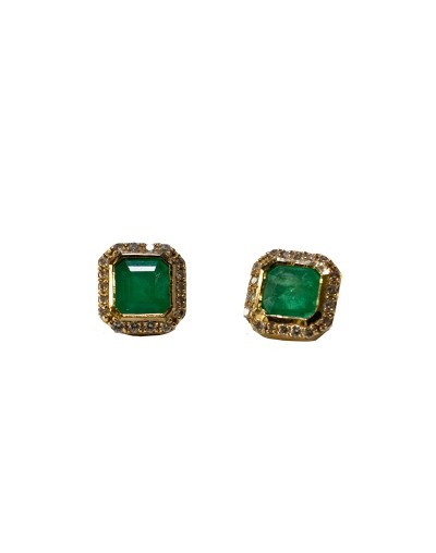 Topos de Esmeralda y Diamantes en Oro 18k