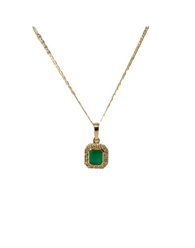 Dije de Esmeralda y Diamantes en Oro 18k