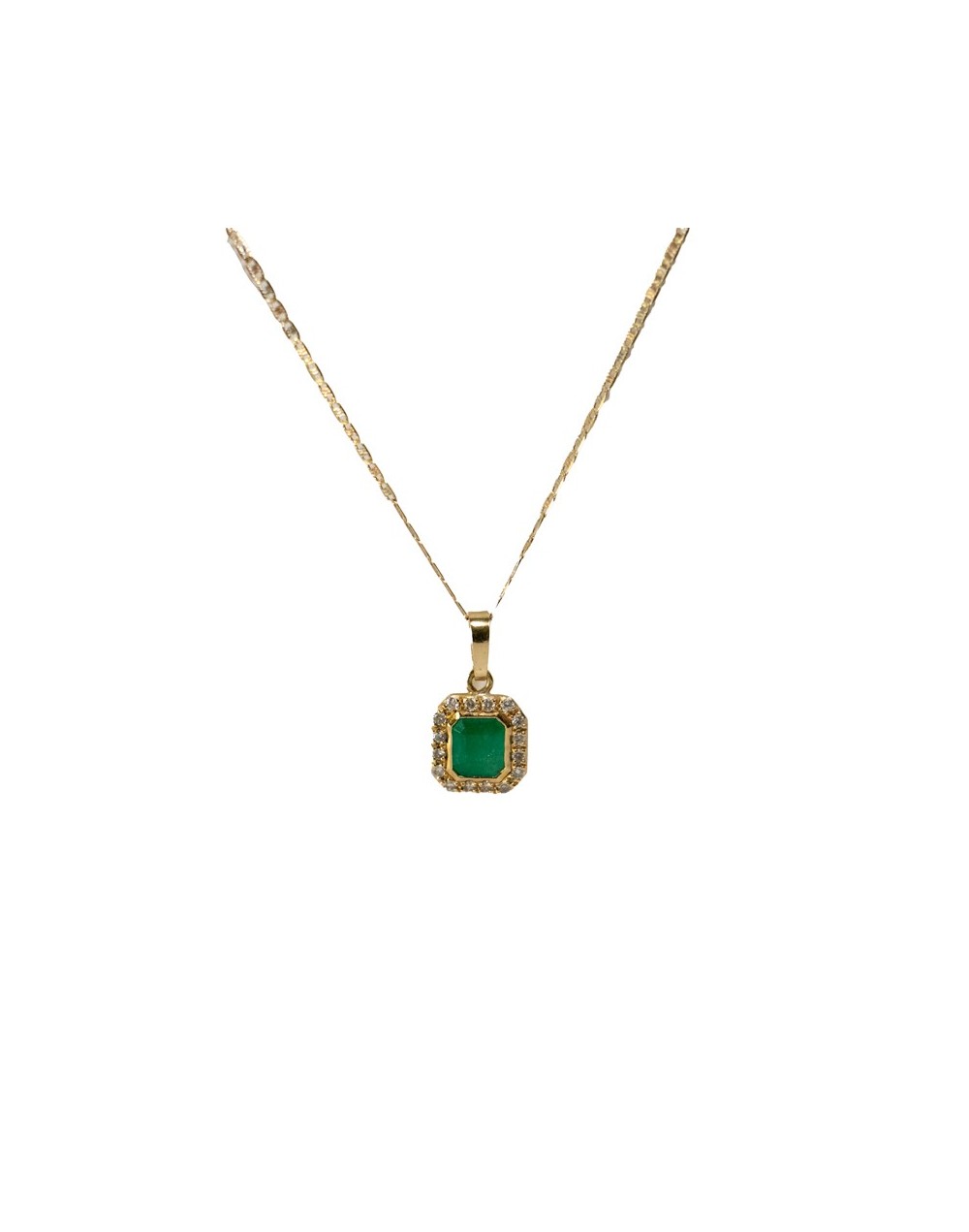 Dije de Esmeralda y Diamantes en Oro 18k