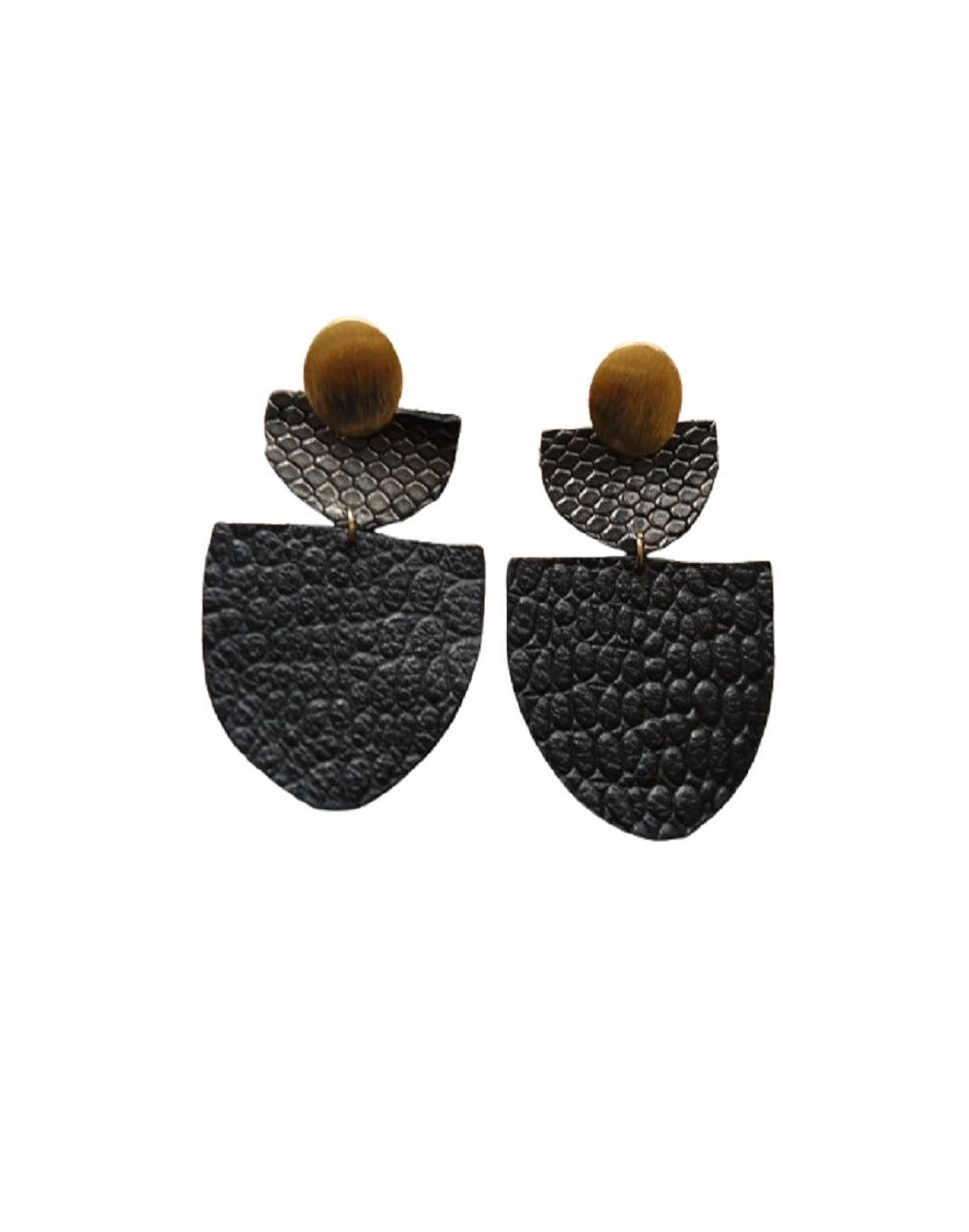 ARETES EN CUERO NEGRO